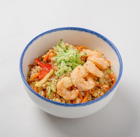 Креветки Wok с рисом