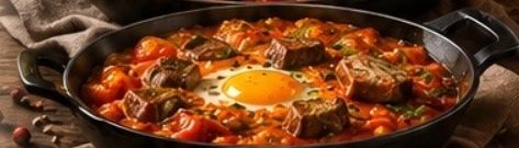 Шакшука с шашлыком из свинины