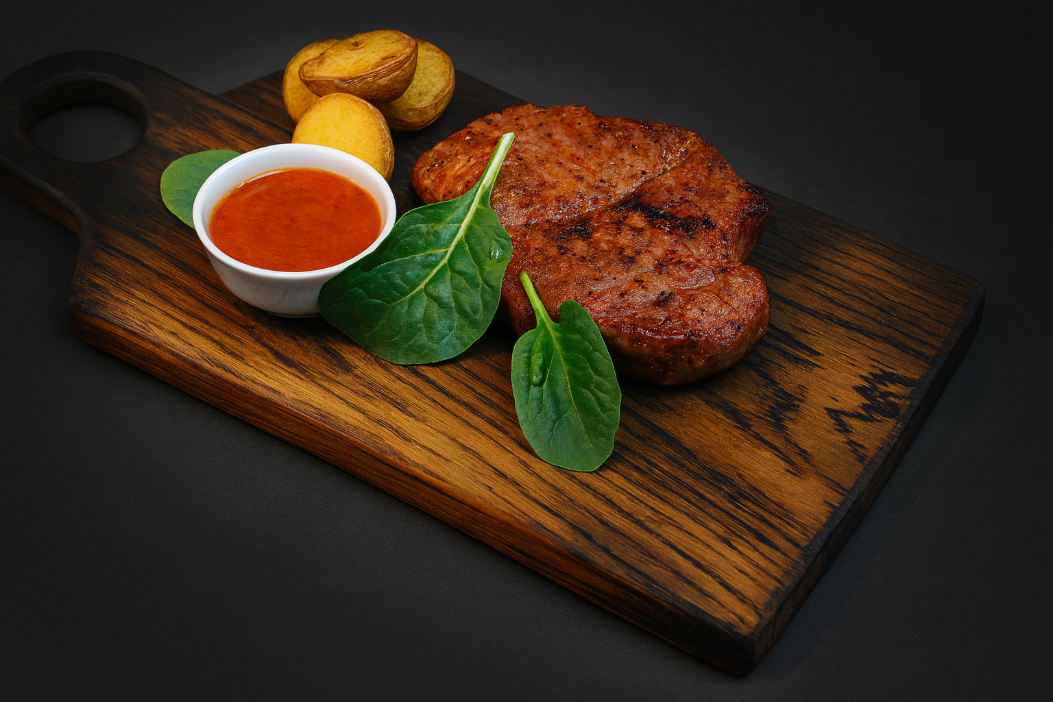 СТЕЙК ИЗ СВИНИНЫ С ГРУЗИНСКИМИ ТРАВАМИ