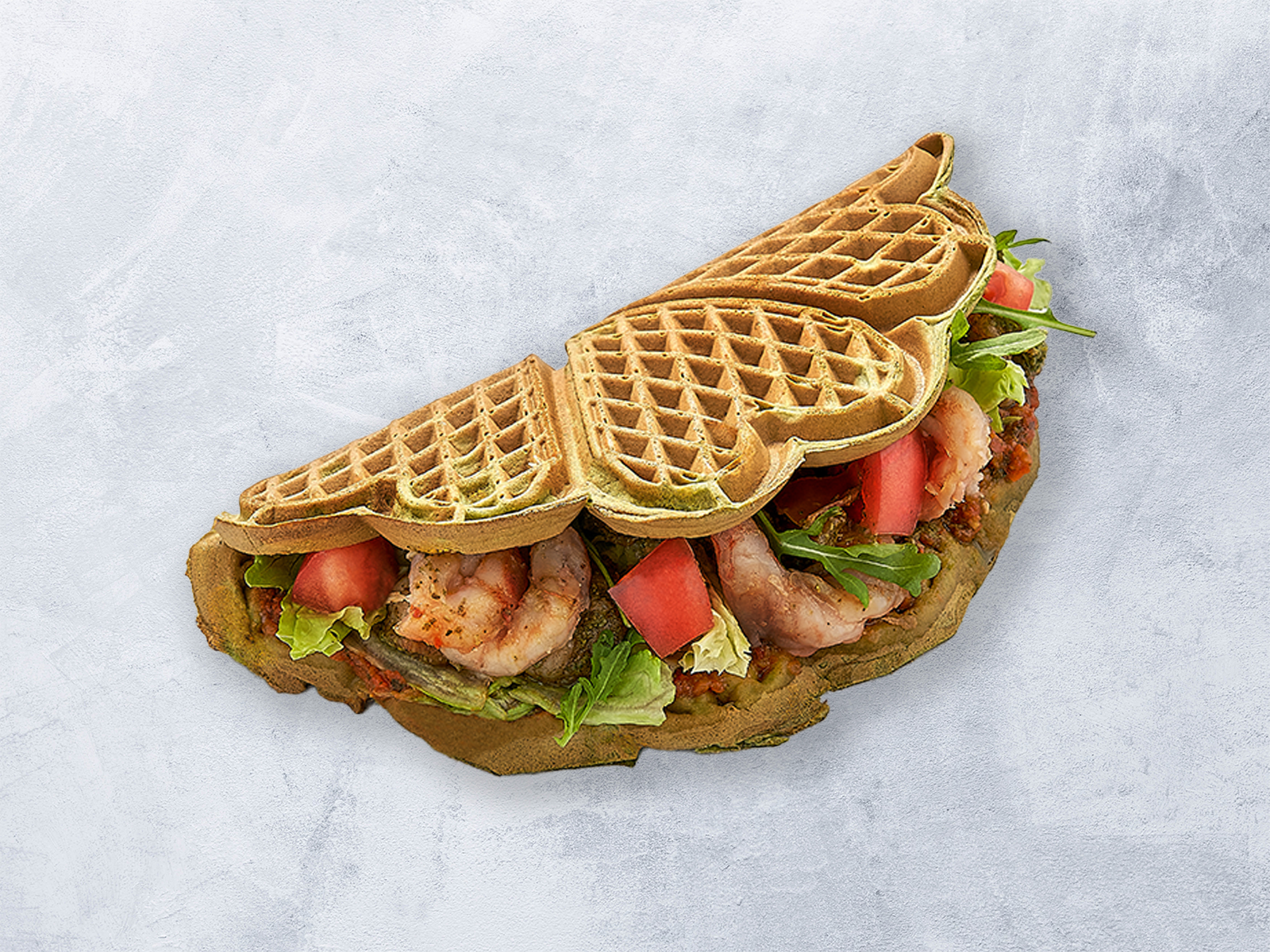 ЯЕ Креветки-песто на шпинатном.