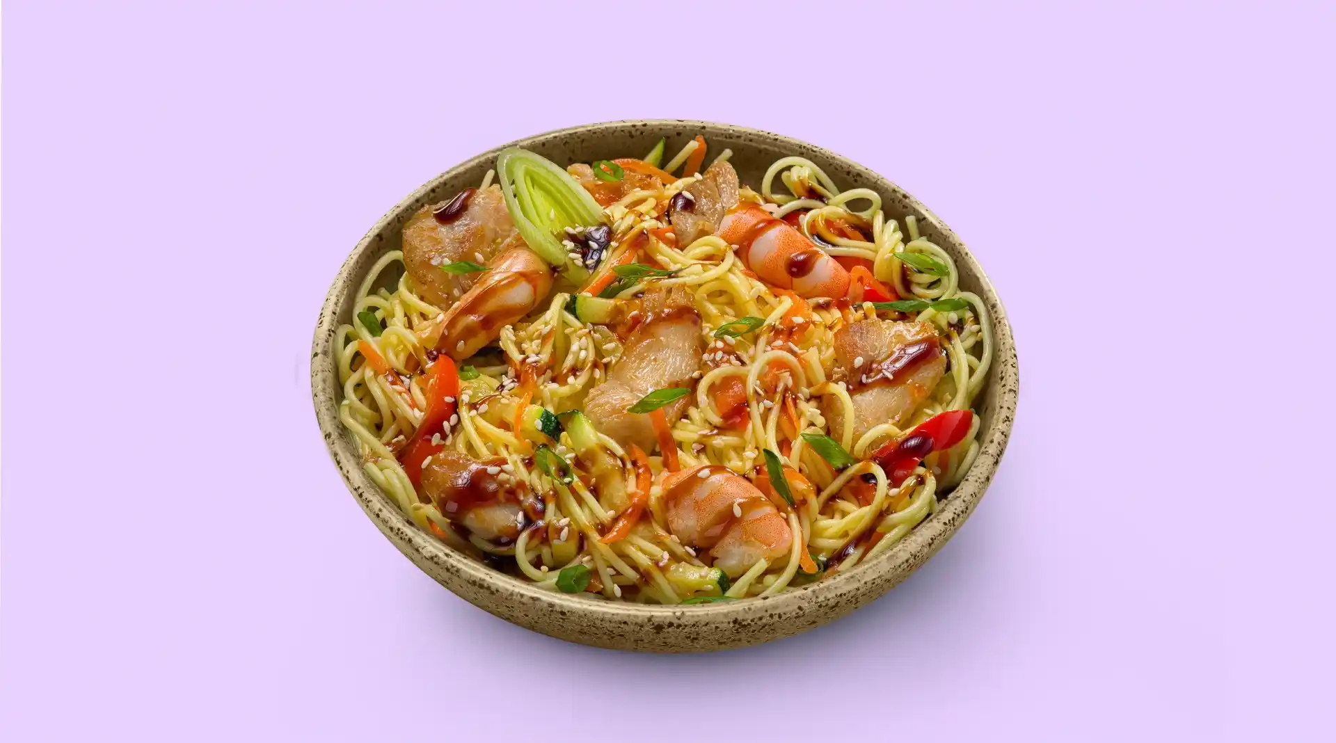 Рамен с цыпленком и креветкой