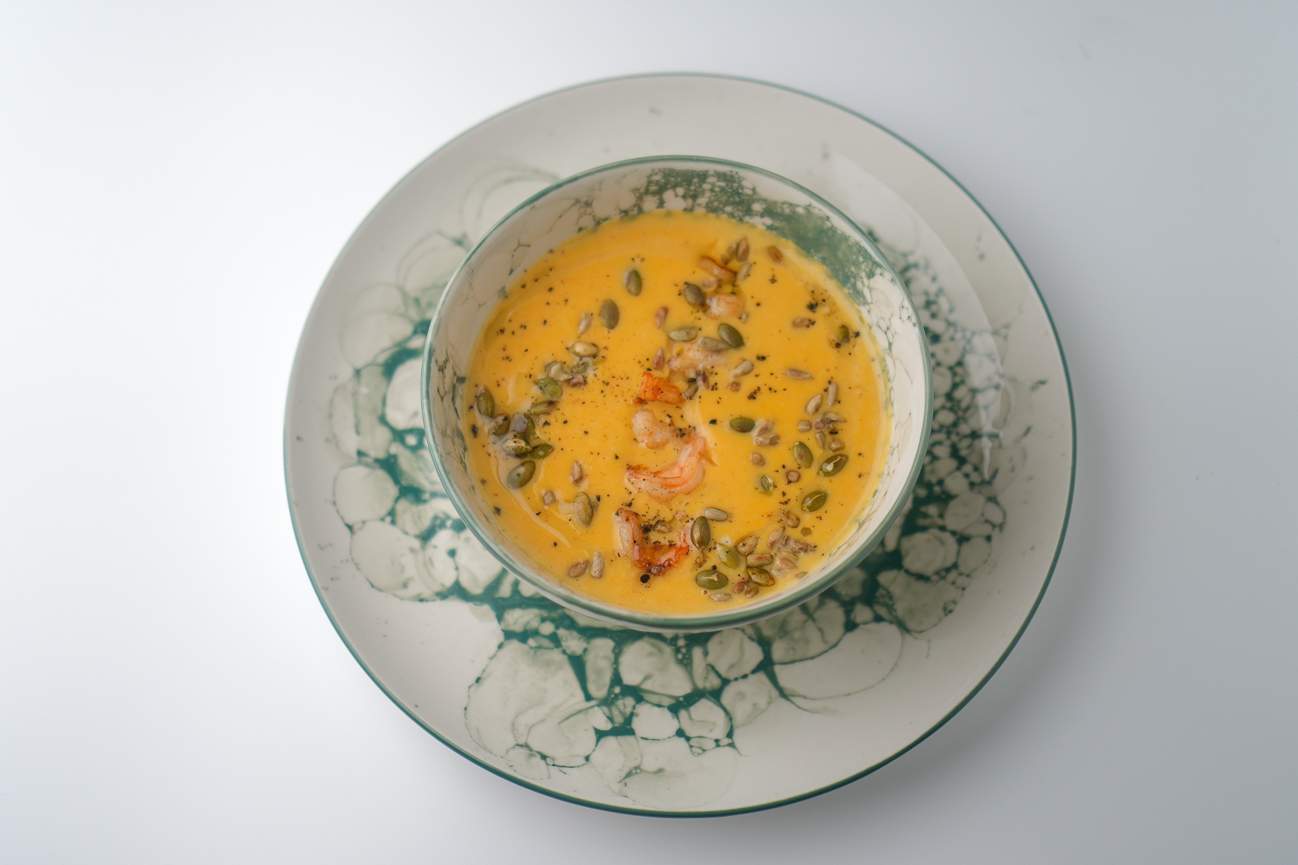 Тыквенный суп с креветками