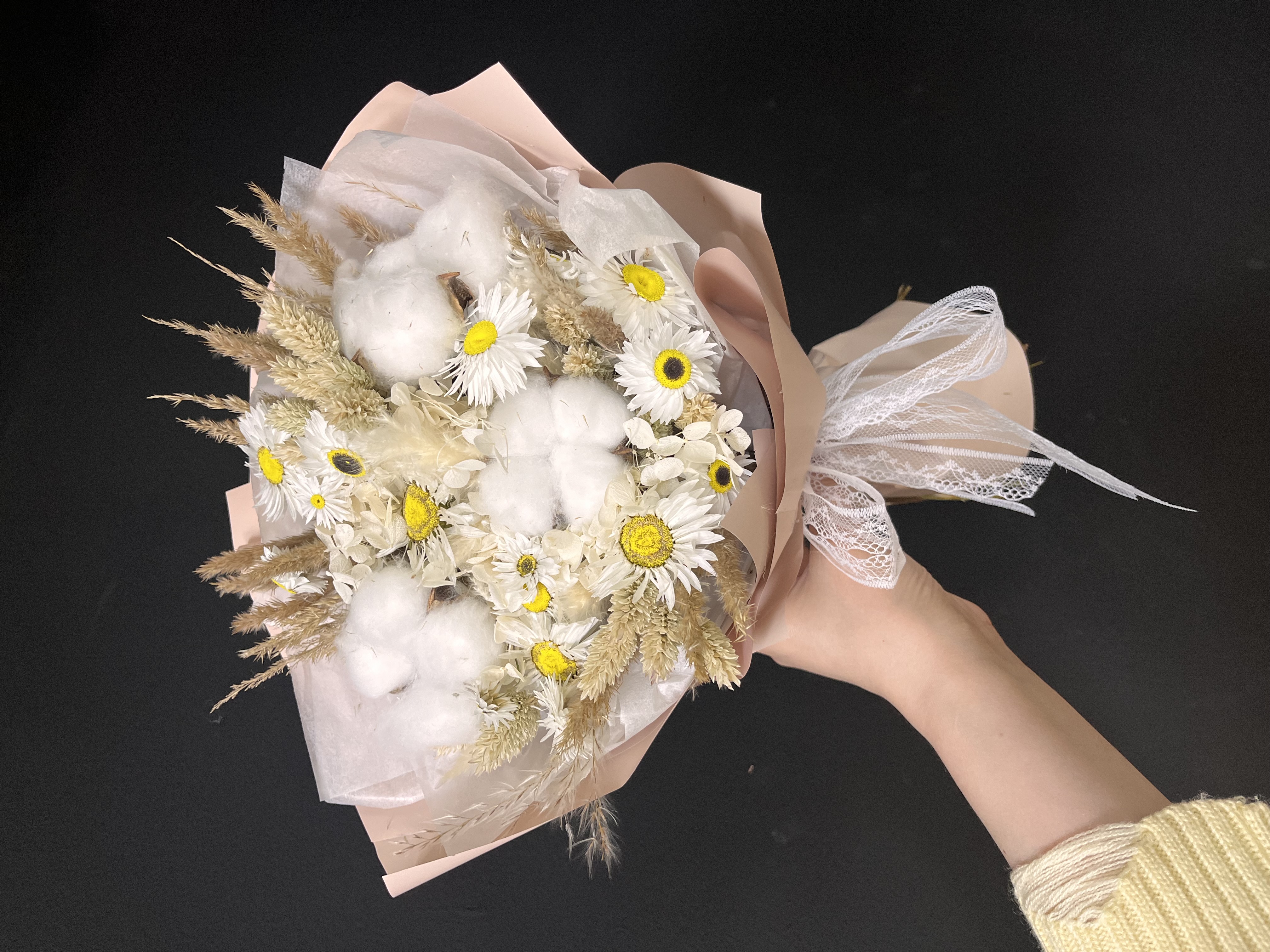 Вечный букет из хлопка и сухоцветов