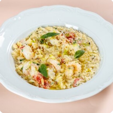 Орзо с креветками в сливочном соусе