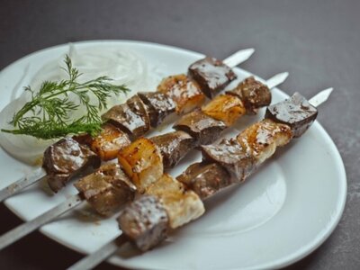 Шашлык из говяжьей печени с курдюком XL