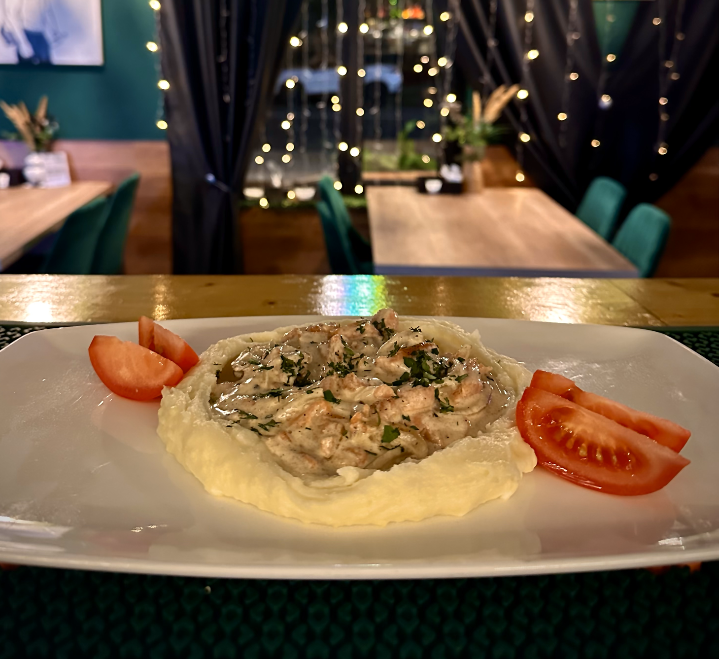 Сливочный Лосось с Картофельным Пюре