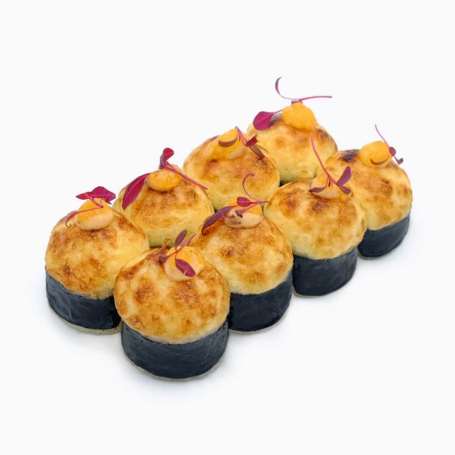 Запеченный ролл с лососем терияки