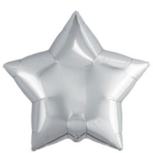Шар фольгированный звезда серебро