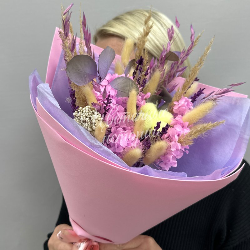 Сиреневая дымка-букет из сухоцветов.