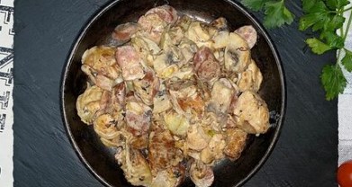 Сковорода по-баварски из курицы острая