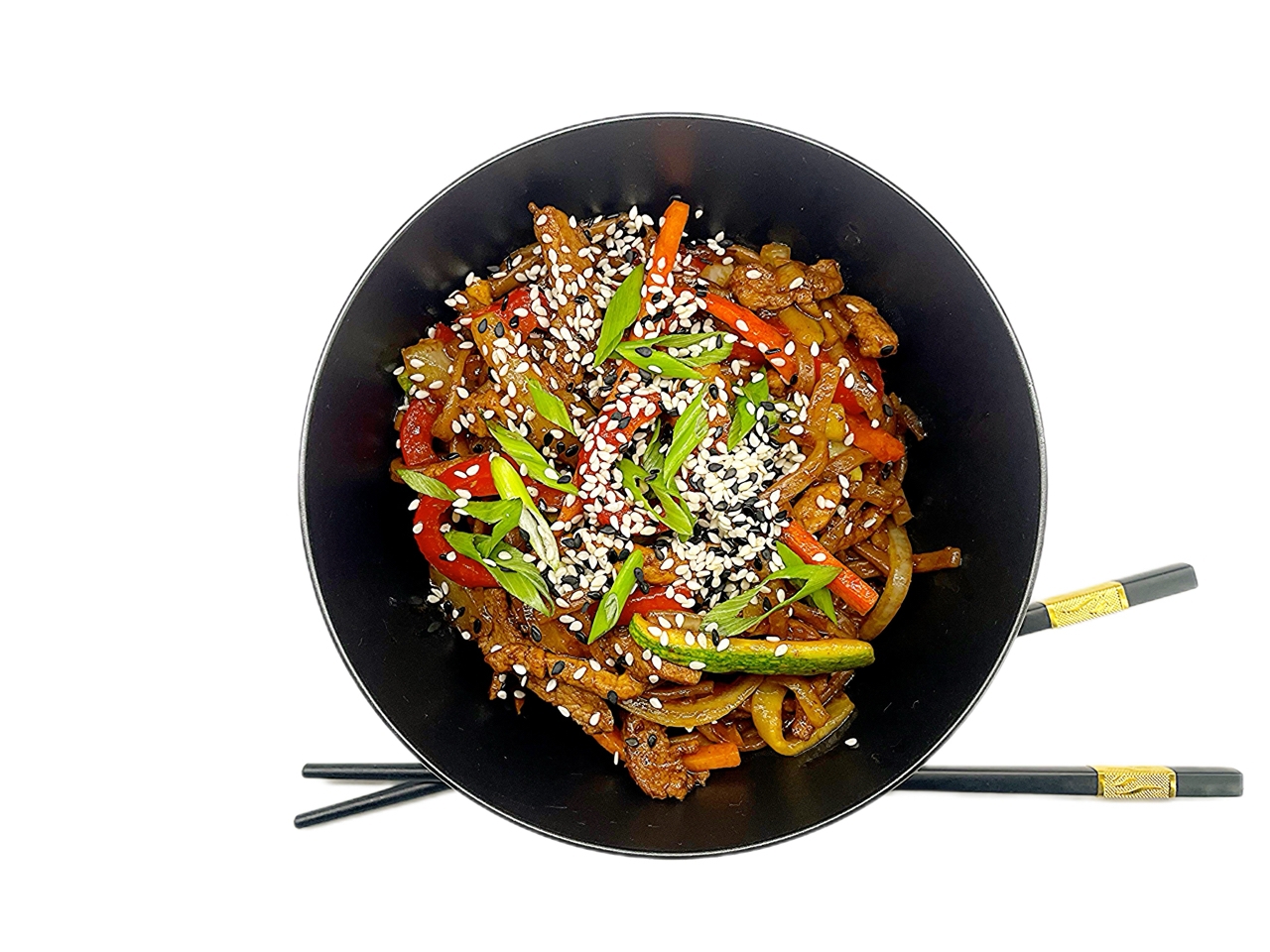 Wok со свининой в перечно-устричном соусе