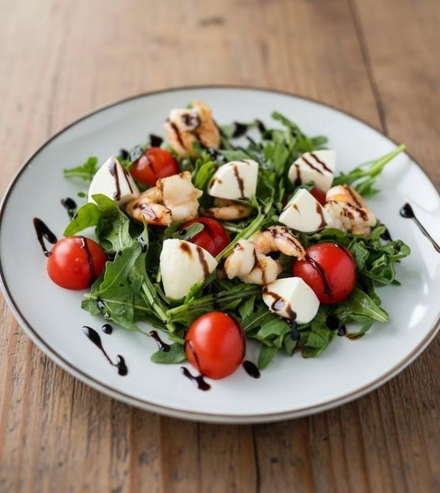 Салат с рукколой и креветками