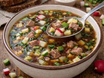 Окрошка говядина на квасе