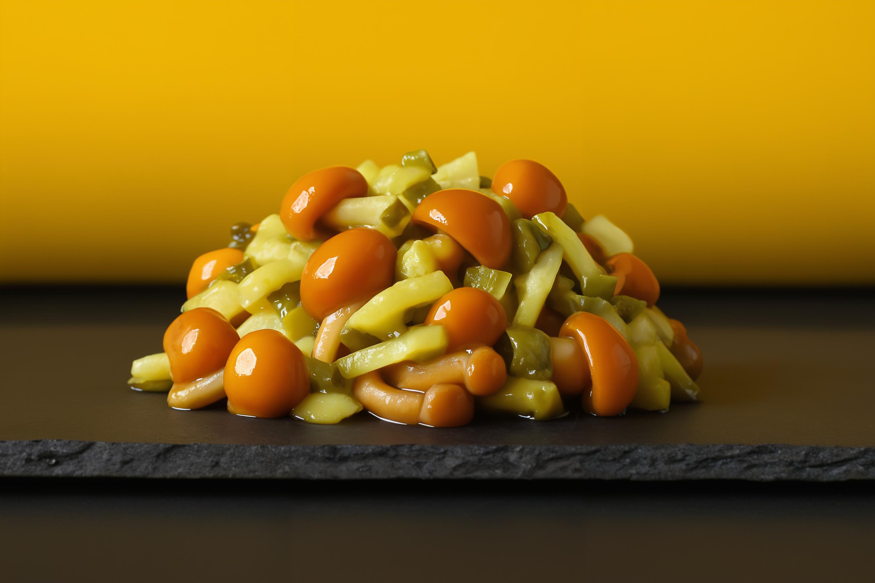 Салат из корнишонов и маринованных опят