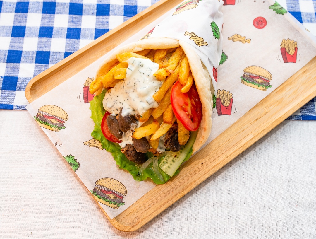 Гирос с куриными сердечками