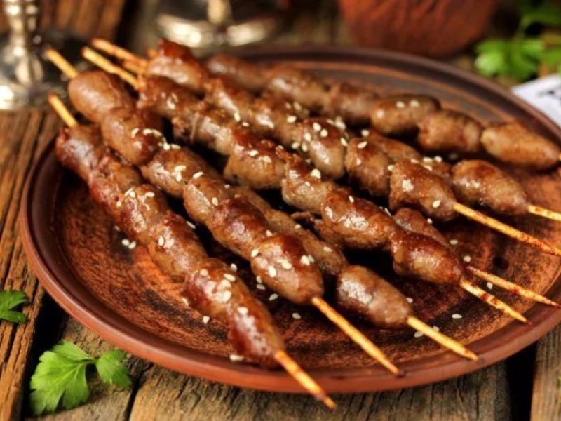 Шашлык из куриных сердечек