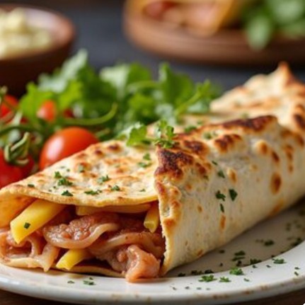 Шаурма с картофелем фри и шашлыком из свинины