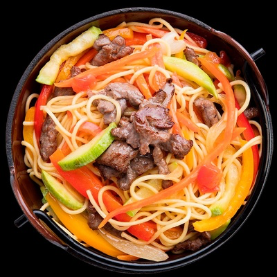 Лапша удон со свининой и овощами