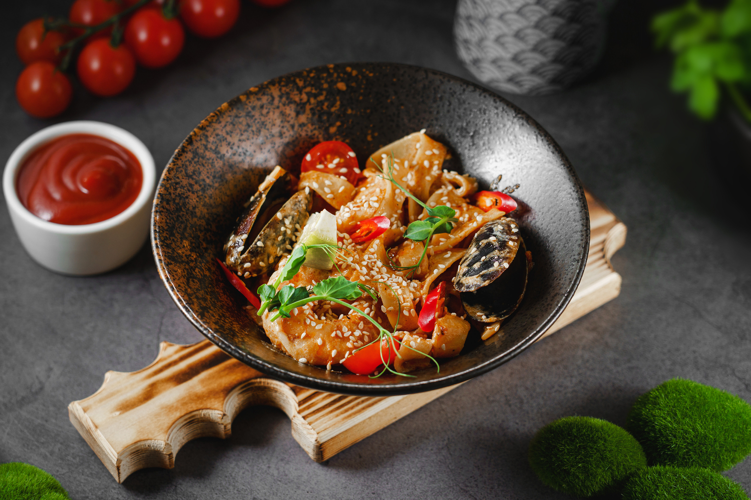 Паста Том Ям с морепродуктами