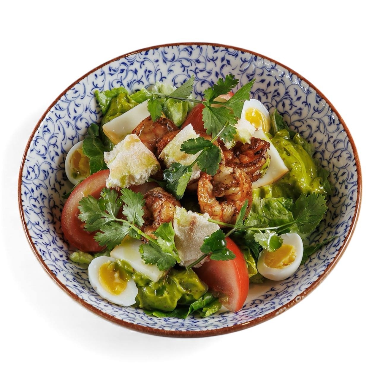 [Д] Цезаридзе с креветками, копченым сулугуни и гренками