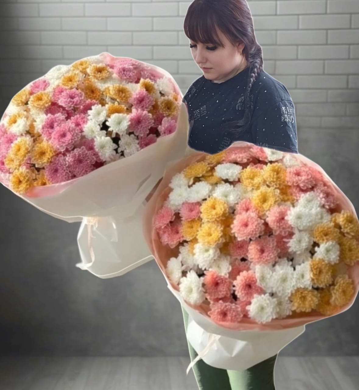 Букеты сочных хризантем