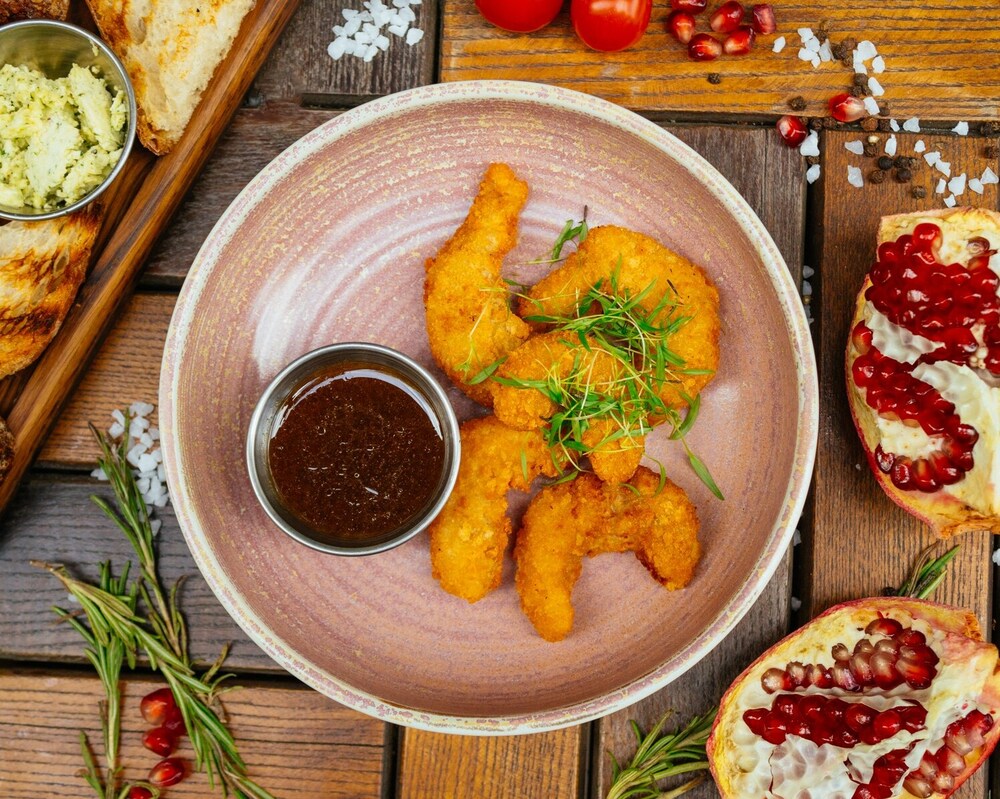 Креветки с соусом юдзу