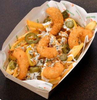 Бельгийский картофель с креветками, халапеньо и соусом тартар