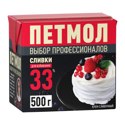 Сливки ультрапастеризованные Петмол 33% 500г