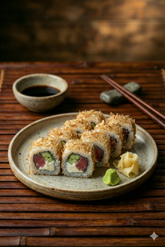 Ролл с тунцом в бонито