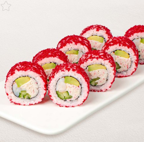 Ролл Калифорния с тигровой креветкой