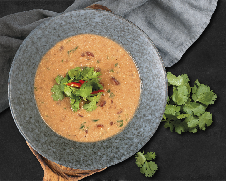 Лобио с рисом и грецким орехом