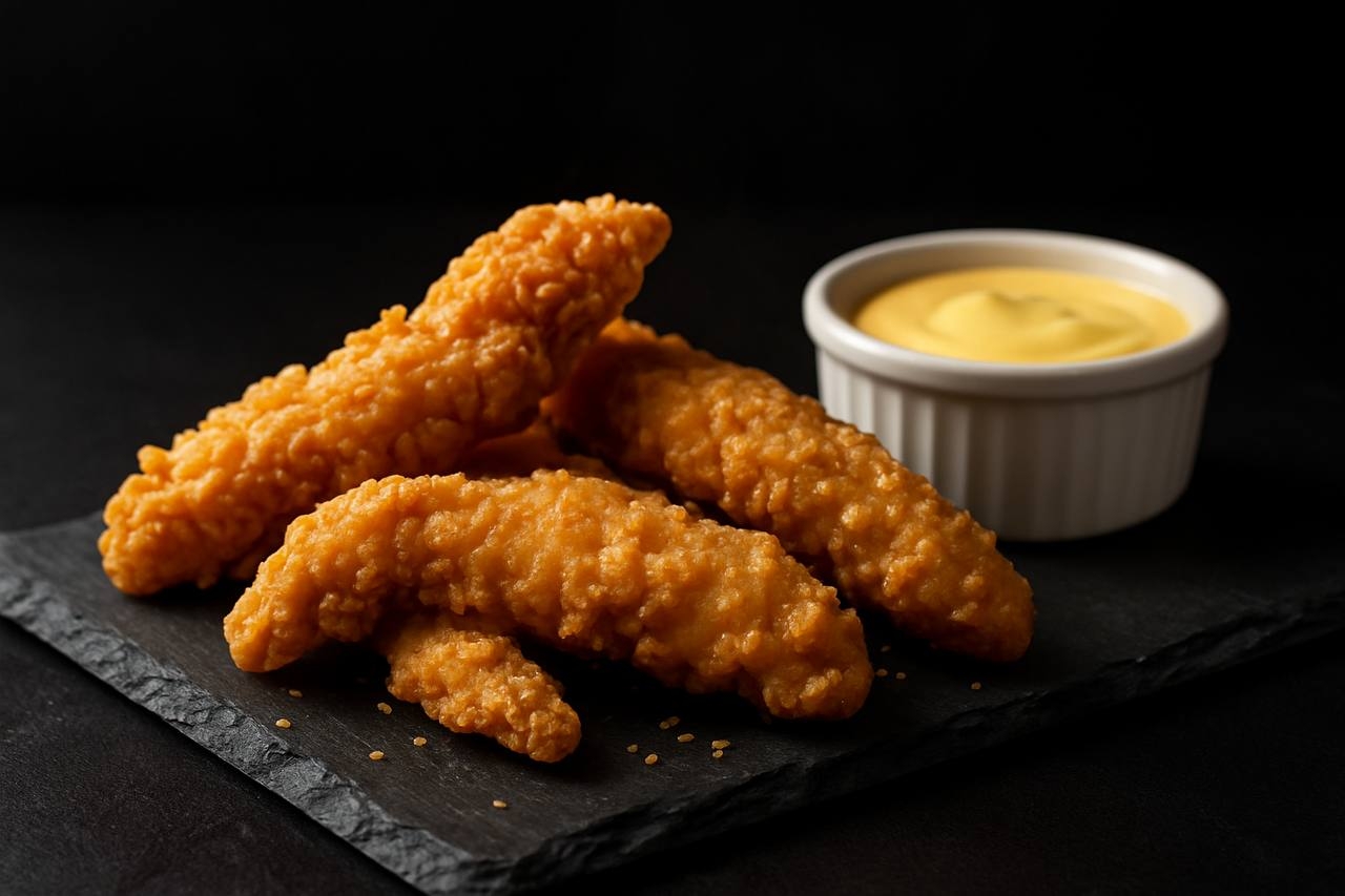 Стрипсы с сырным соусом (5 шт)