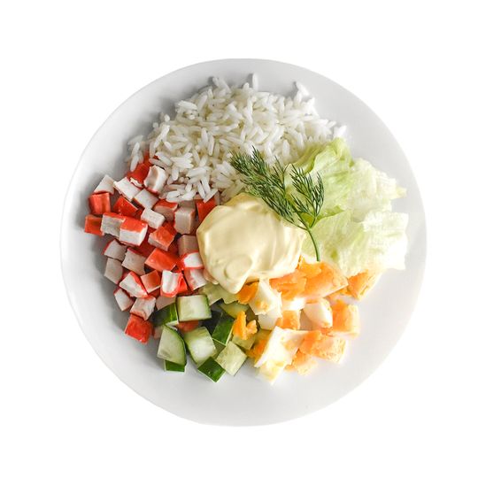 Крабовый с кукурузой и огурцом