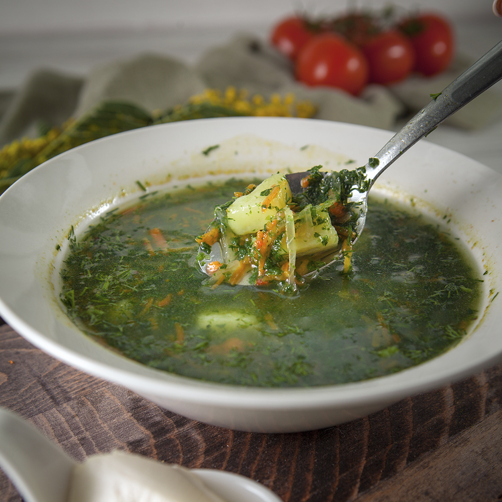 Суп картофельный со щавелем