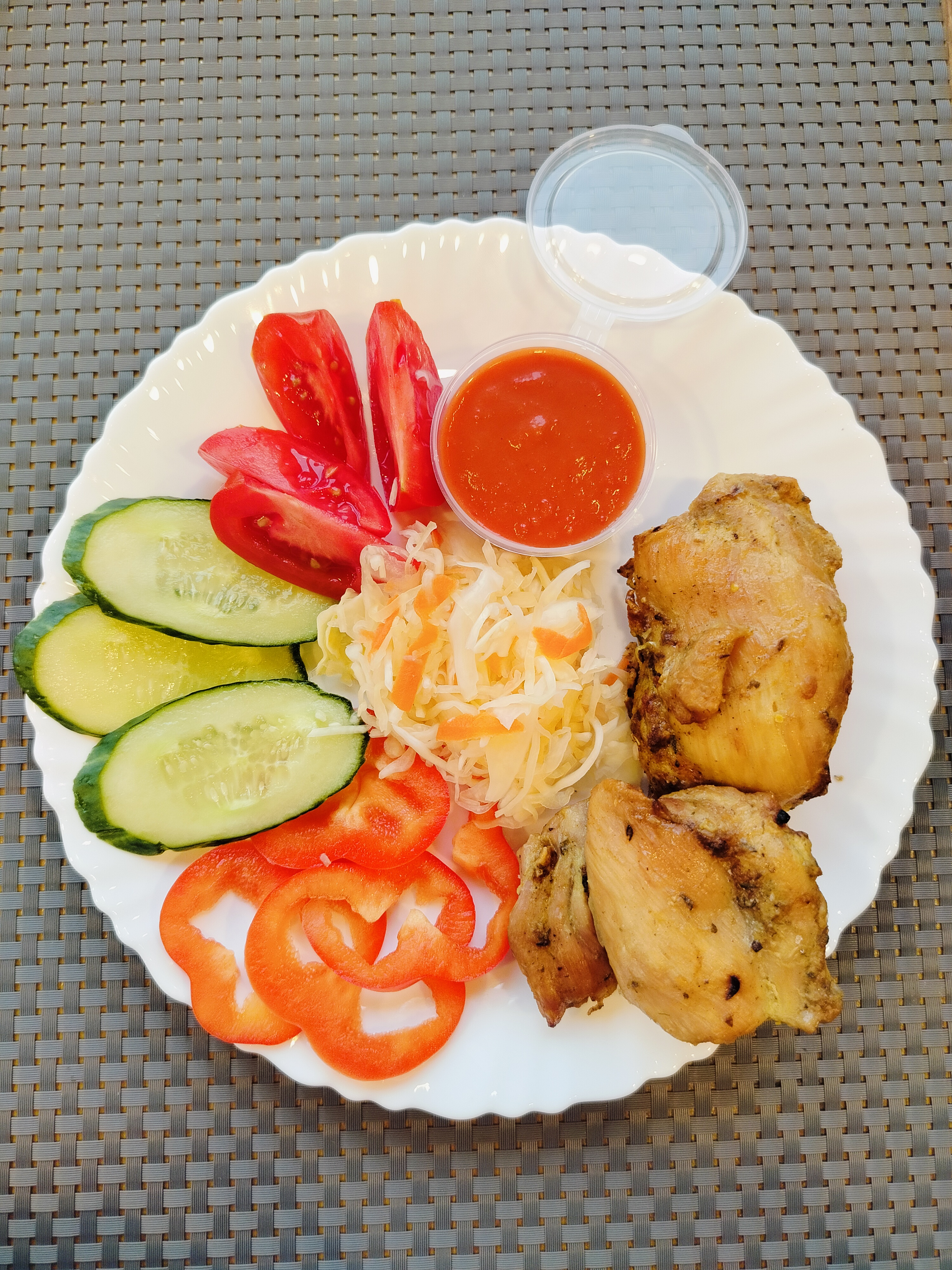 Шашлык из куры с овощами