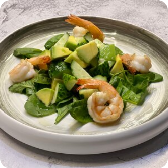 Зелёный салат с креветками