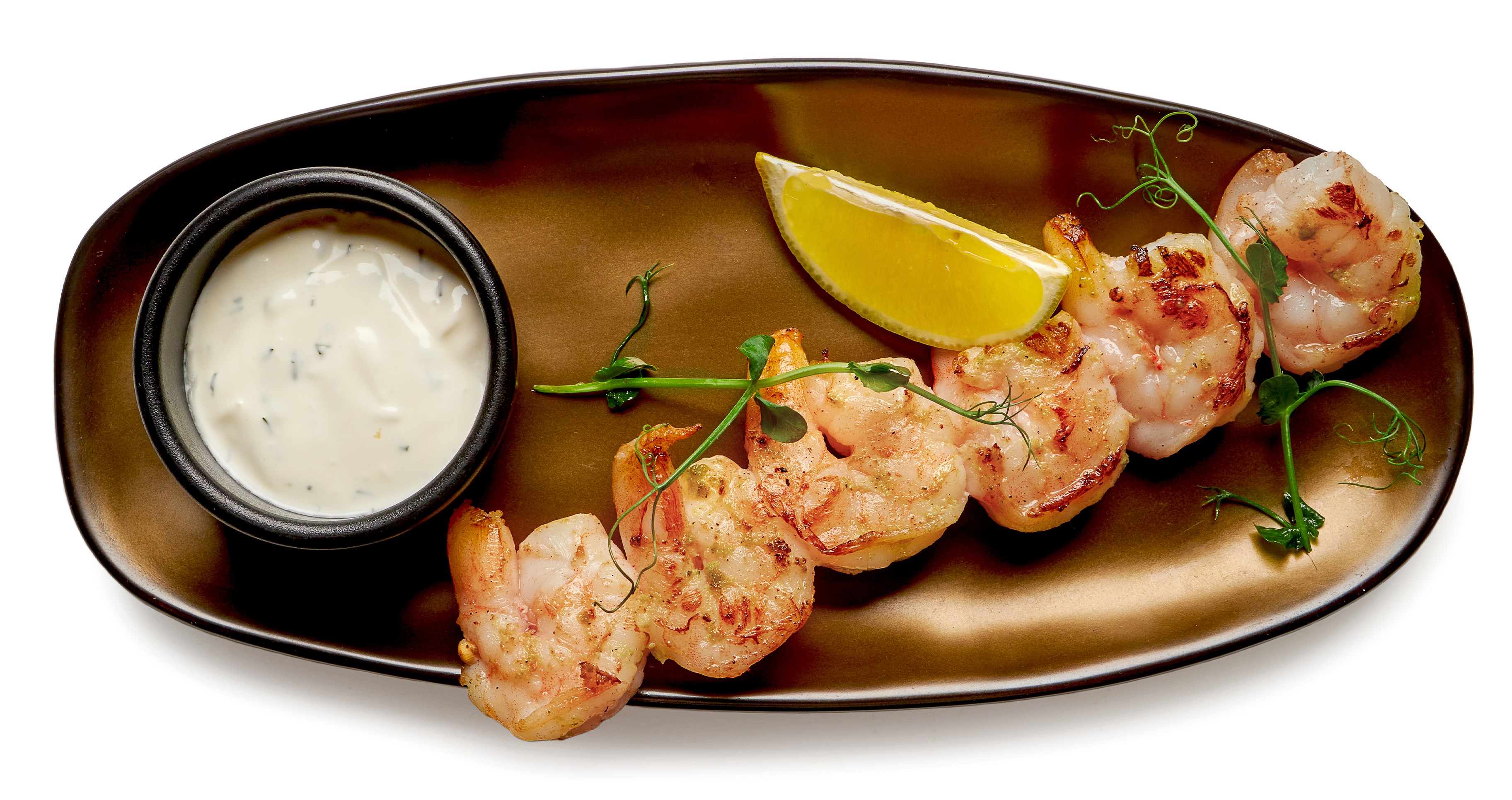 Креветки гриль с соусом ранч