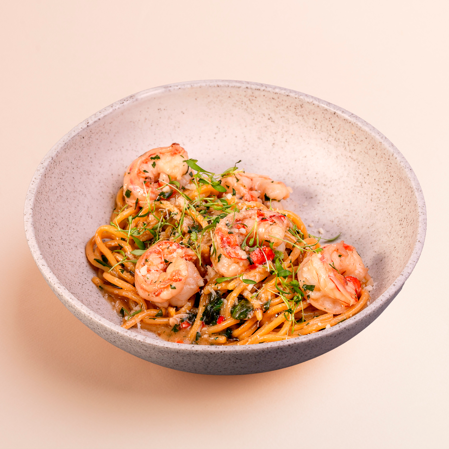 Паста Алио Олио с лангустинами