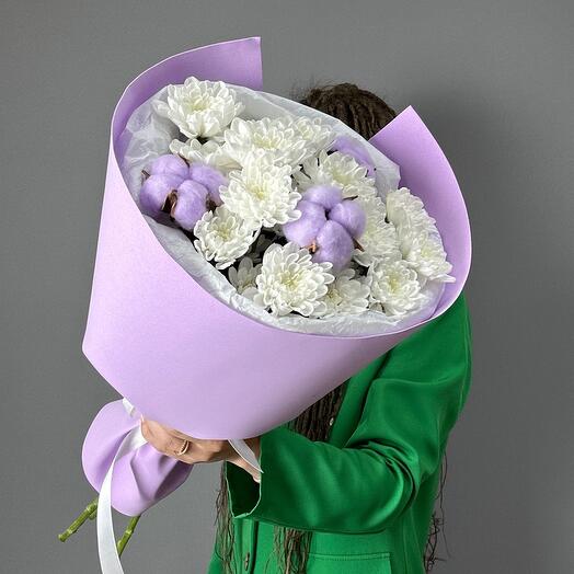 Кустовые хризантемы с сухоцветами (хлопок)