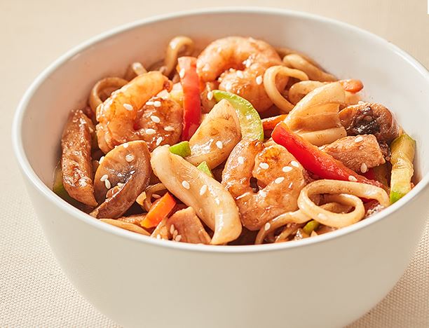 Удон с креветками