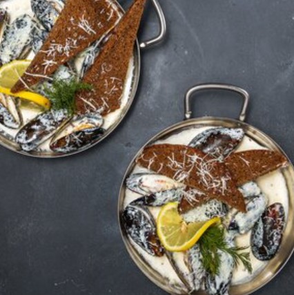 Мидии в сливочно-горчичном соусе