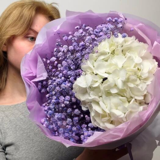 Дуо гортензия и гипсофила