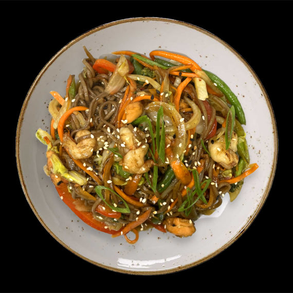Wok с морепродуктами гречневая