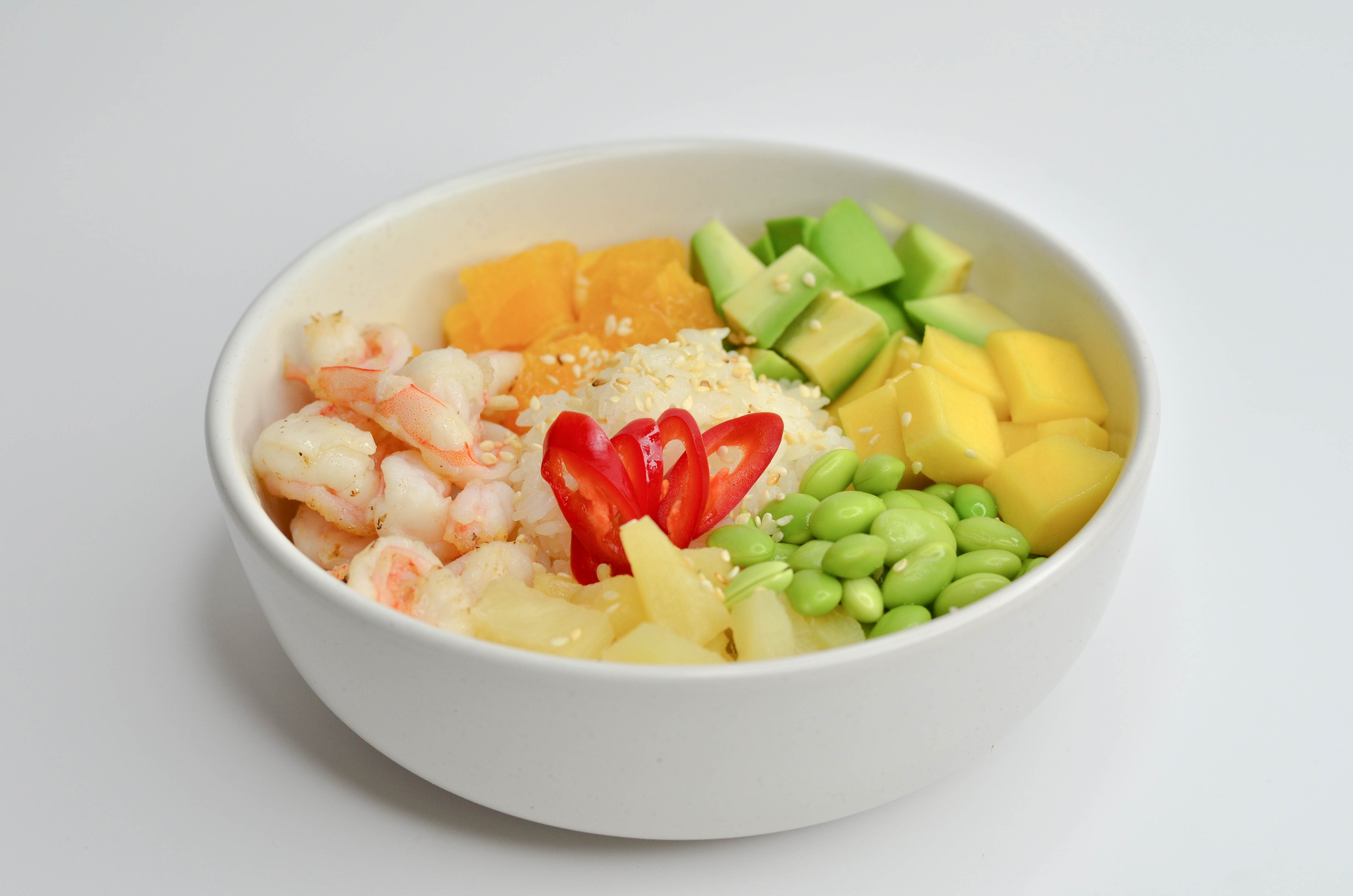 Поке с креветками медово-острый