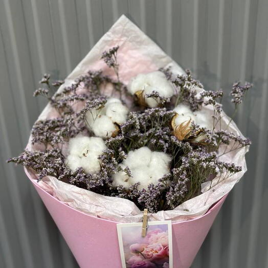 Букет из сухоцветов с хлопком