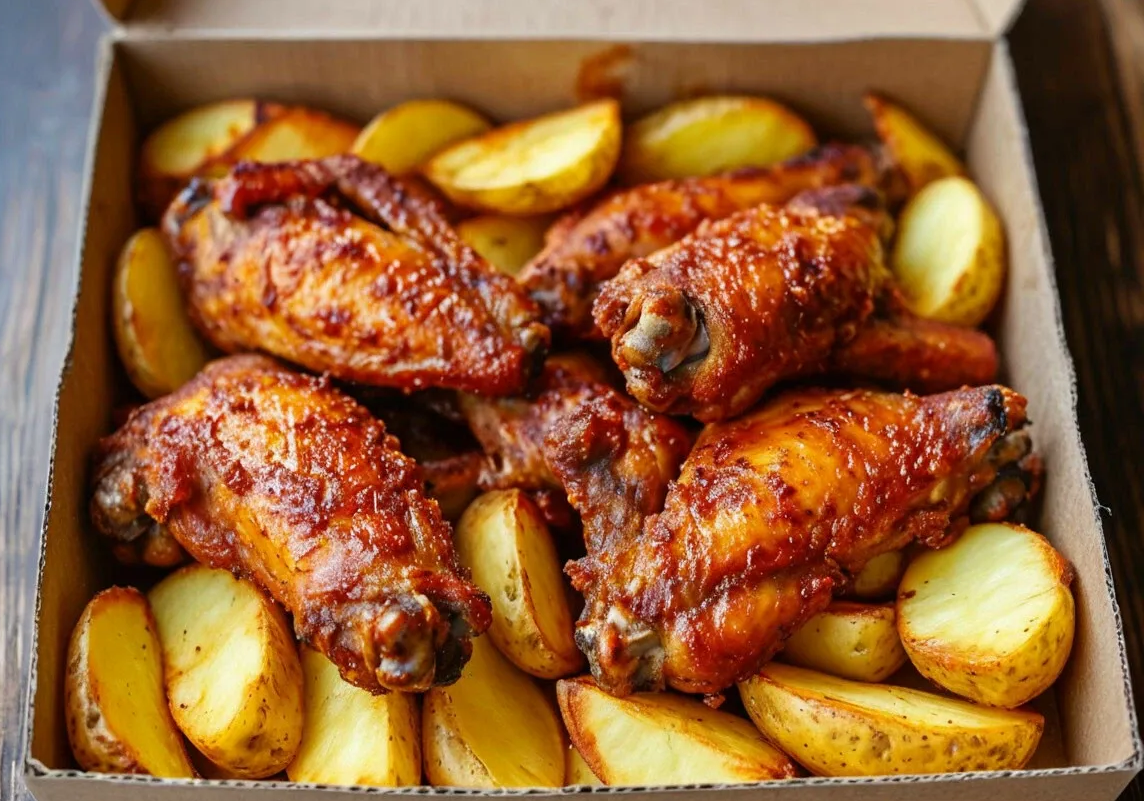 Ланч-бокс Крылья и картофель дольками
