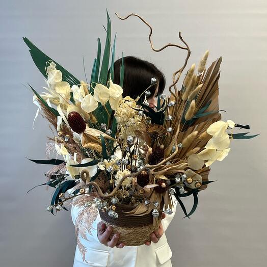 Композиция «Джунгли» из стабилизированных цветов