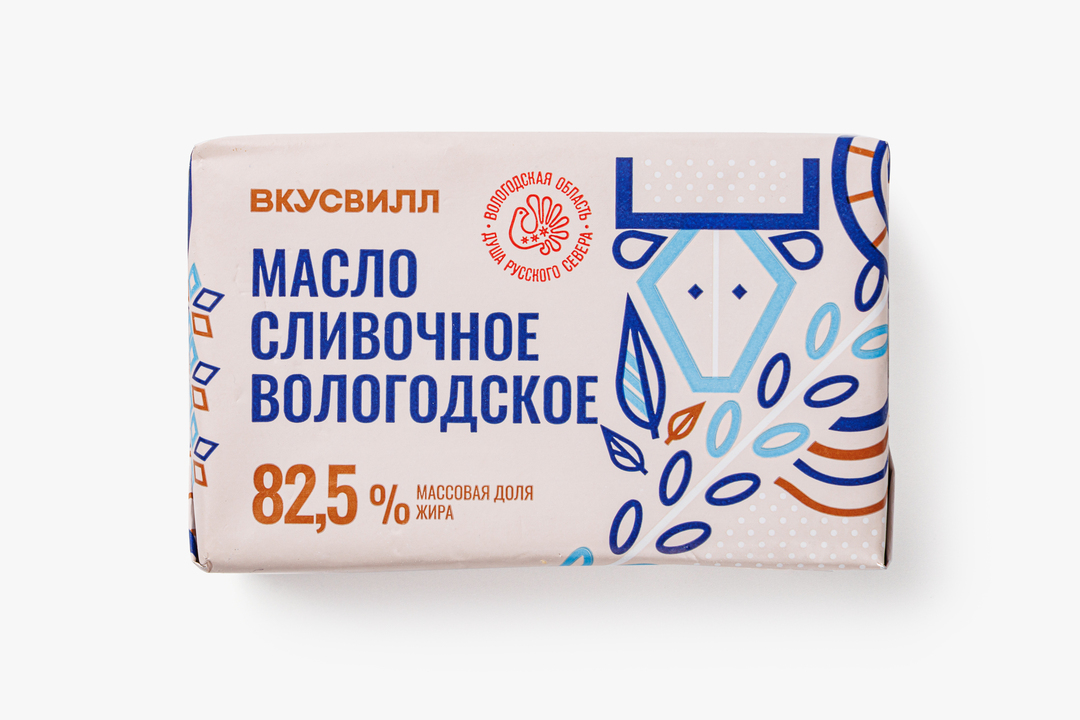 Масло "Вологодское" сливочное 82,5%, 200 г
