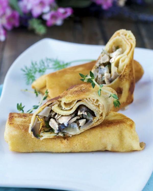 Блинчики с курицей и грибами