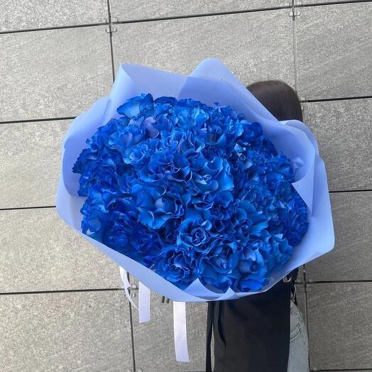 Французская Роза синяя 25 штук большой букет